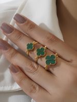 انگشتر طلا 18 عیار زنانه الی گالری مدل حلقه نگینی 89